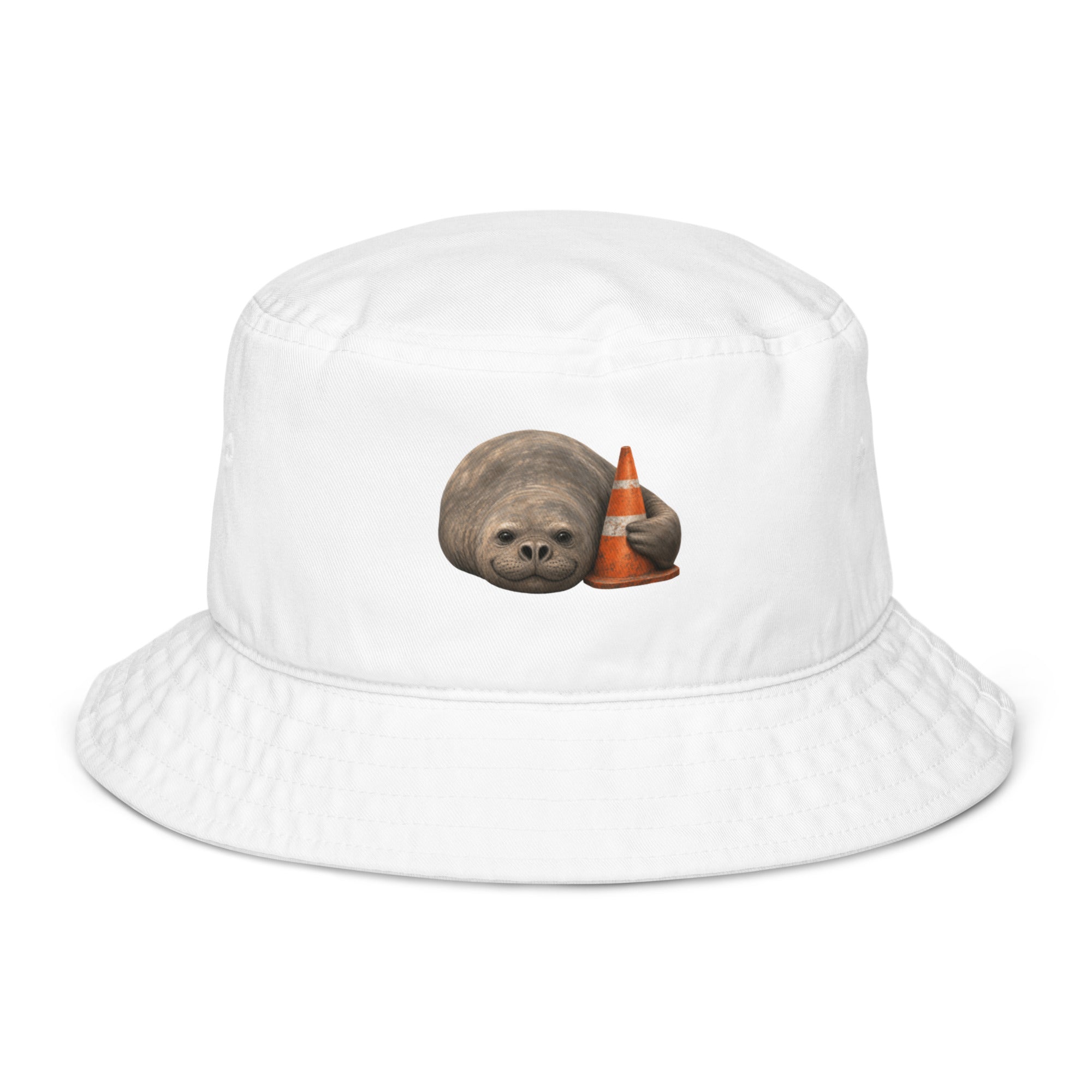 Neil the Seal, Embroidered, Organic bucket hat – Righto Collective